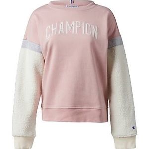 Champion Women's Heritage Sherpa Crew, Block Logo Pink